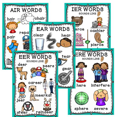 air ear eer ier  ere sound worksheet bundle   teachers