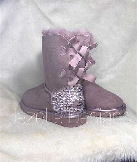 Bling Pink Uggs Personalized Bailey Bow Uggs Custom Hand Etsy