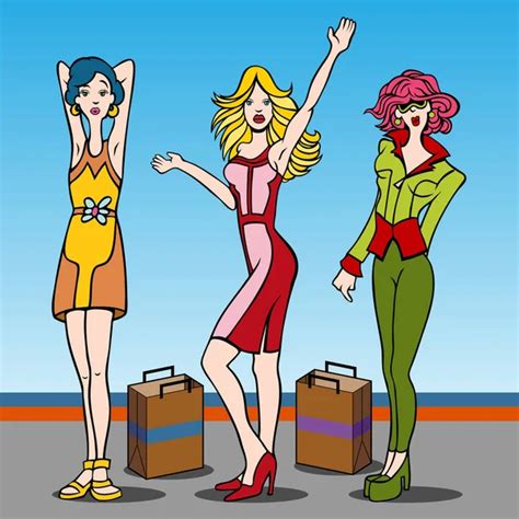 Tres Hermosas Chicas Bikini Ilustración Vectorial Vector de stock por DesignPicsInc