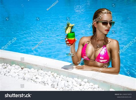 Beautiful Female Model Pink Bikini Standing Stock Photo Shutterstock