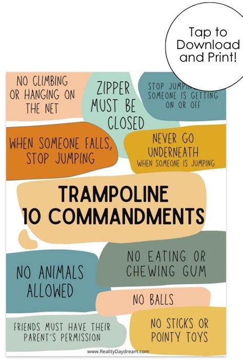 Trampoline Rules 10 Commandments Reality Daydream