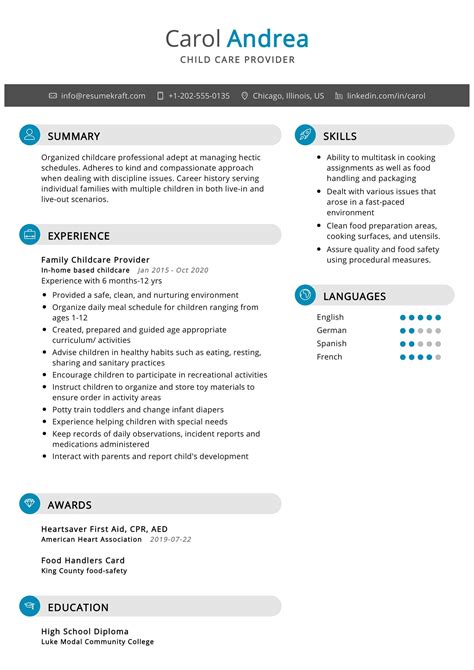 Child Care Cv Template