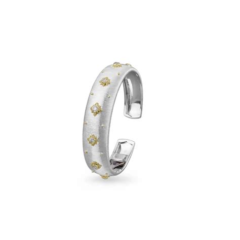 Bracciale Buccellati Macri Fascia 15 5 Mm In Oro Bianco Con Diamanti