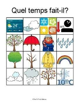 Quel Temps Fait Il French Weather Expressions Bingo Game TPT