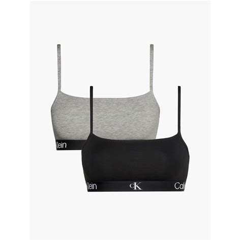 Calvin Klein Unlined Bralette Pk Black Grey Sportsdirect