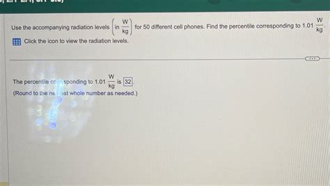 Solved Help W W Use The Accompanying Radiation Levels In Kg For 50