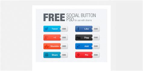 Free PSD Social Button Set | Bypeople