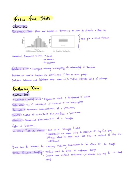 Unit 1 Stats Notes Intro Into Stats Chapter One Descriptive Stats