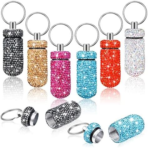 Amazon Pcs Bling Pill Case Portable Pill Container Keychain