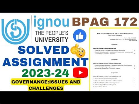 IGNOU BPAG 172 SOLVED ASSIGNMENT 2023 24 YouTube