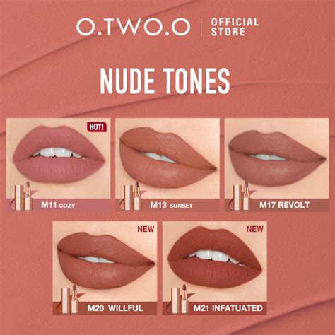 O TWO O Matte Lipstick Lip Tink Non Stick Cup Soft Matte Nude Shock Long Lasting Waterproof