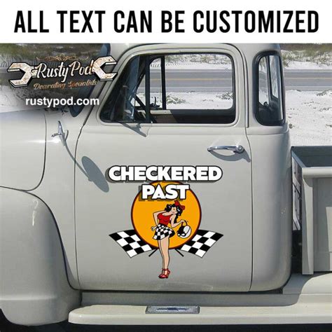 Personalized Pin Up Girl Lettering Nose Art Ww Hot Rod Hand Paint Rat Rod Door Art Sticker