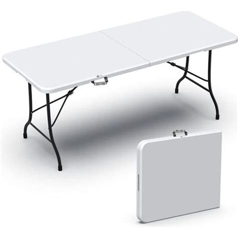 Table De Camping Pliante Vounot Blanc Cm Hdpe Et Acier Alli