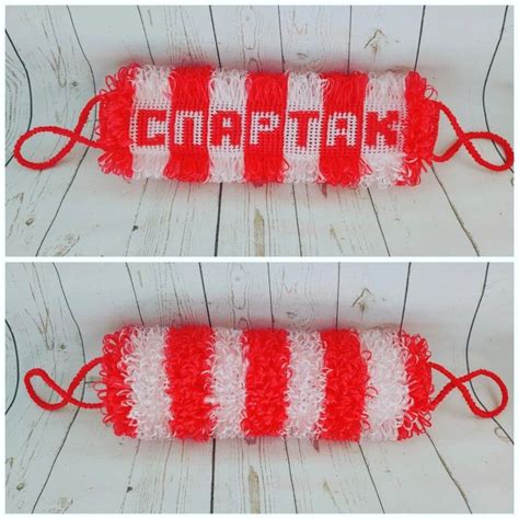 #мочалка ФК #Спартак | Детская мочалка, Вязаные мочалки, Поделки
