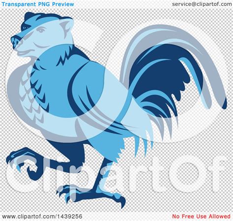 Clipart Of A Retro Blue Half Bear Half Chicken Hybrid Marching Royalty Free Vector