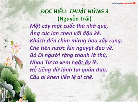 Đọc Hiểu Thuật Hứng Bài 3 Nguyễn Trãi Một Cày Một Cuốc Thú Nhà Quê