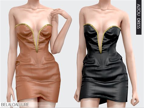 The Sims Resource Belaloallure Altou Leather Dress Patreon