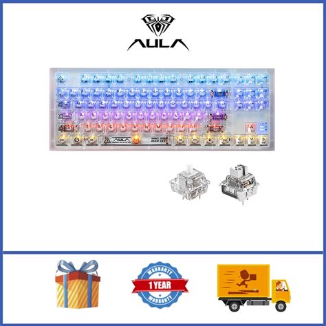 Aula F Wireless Bluetooth Mechanical Keyboard Fully Transparent Rgb Customized Hot Plug