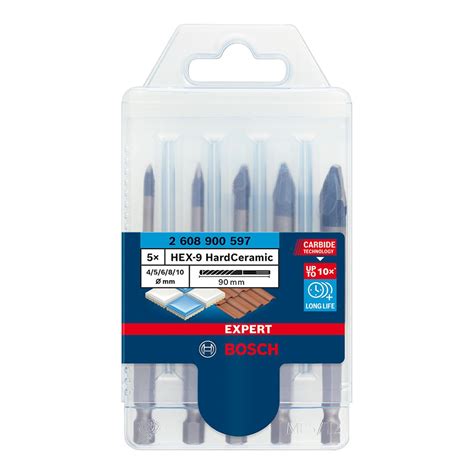 Bosch Expert HEX 9 Hard Ceramic Drill Bit Set 4mm 10mm X5 Pcs Power