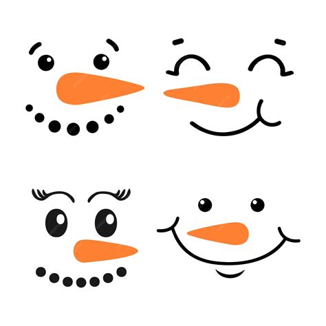 Premium Vector Snowman Faces Collection Winter Clipart For Kids In