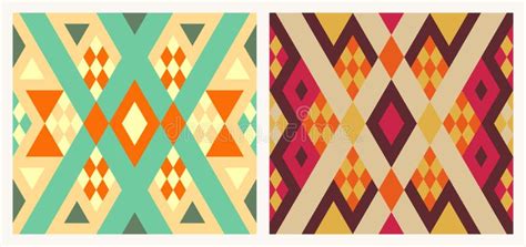 Geometry Diamond Shape Seamless Retro Color Style Stock Vector