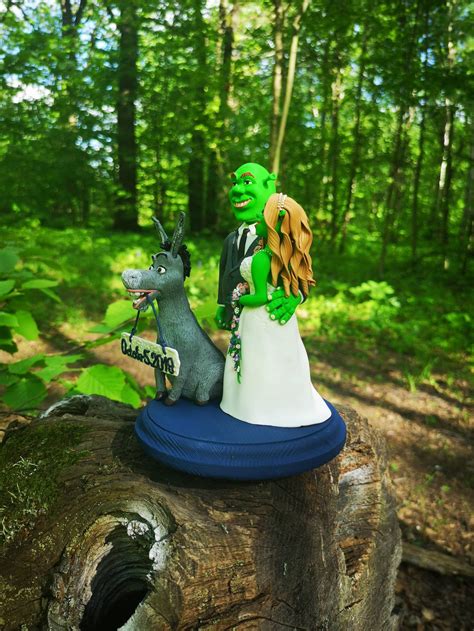 Shrek and Fiona wedding Cake Topper Handmade Fairy Cuddle | Etsy