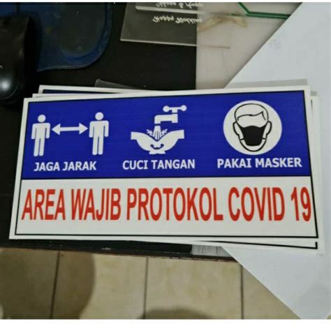 Jual Sign Area Wajib Protokol Covid 19 Acrylic Sign Board Akrilik UV