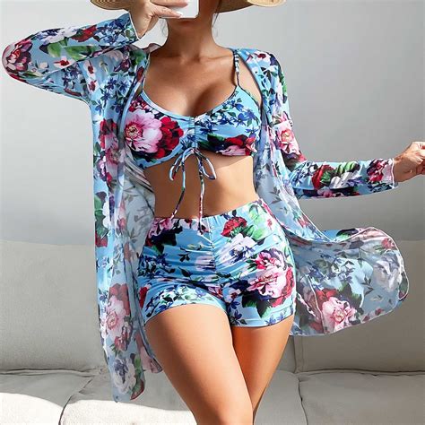 Bltiby Women Bathing Suit Piece Swimsuit Straps Drawstring Bikini Set
