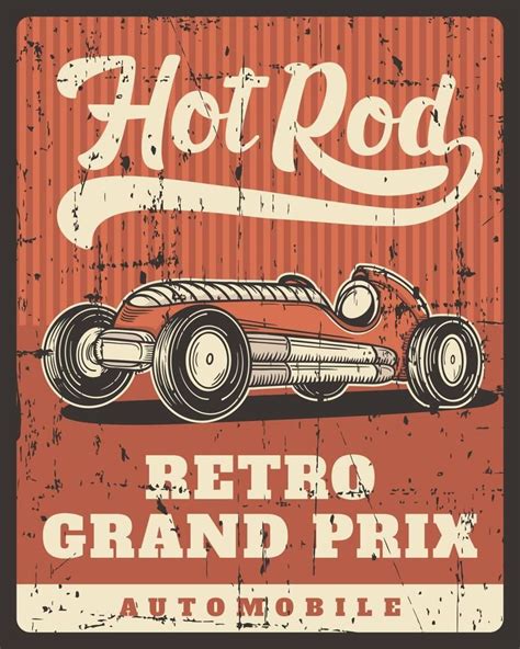Hot Rod Retro Car Grand Prix Automobile Poster