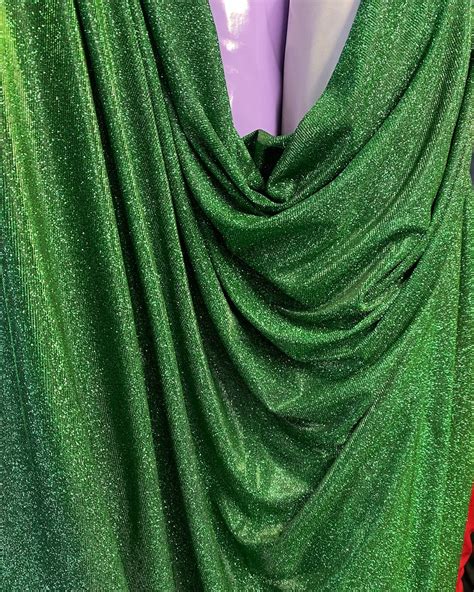 Emerald Green Stretch Lurex Glitter Fabric Glimmer Kelly Etsy