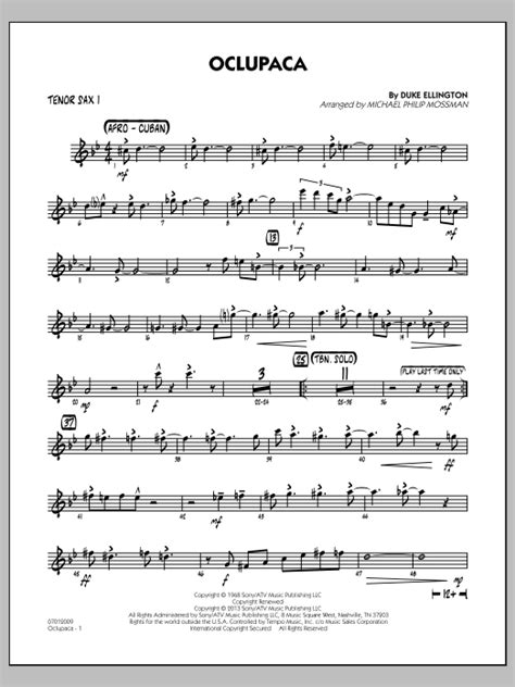 Oclupaca Tenor Sax Sheet Music Michael Philip Mossman Jazz Ensemble