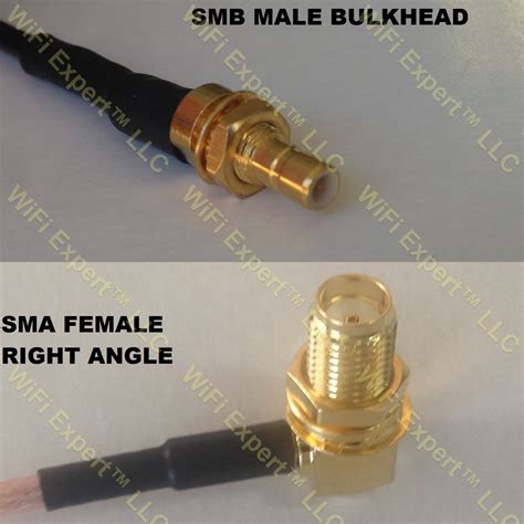 Rg Smb Male Bulkhead To Sma Female Angle Coaxial Rf Pigtail Cable