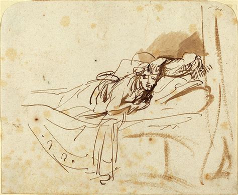 Rembrandt Van Rijn Dutch 1606 1669 Saskia Lying In Bed Drawing By