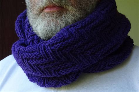 Mens Purple Scarf Cowl Knitted For Men Chunky Knit Violet Etsy