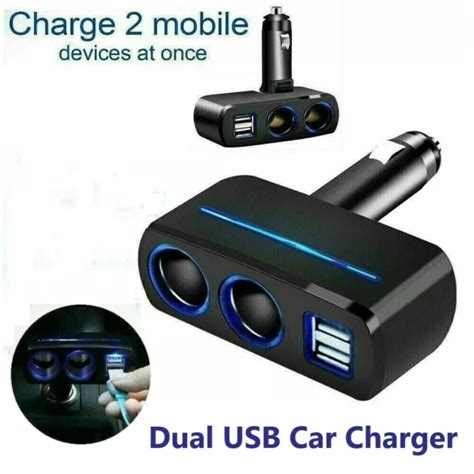 SPLITTER DE PRISE Briquet Et Double Chargeur De Voiture USB Avec