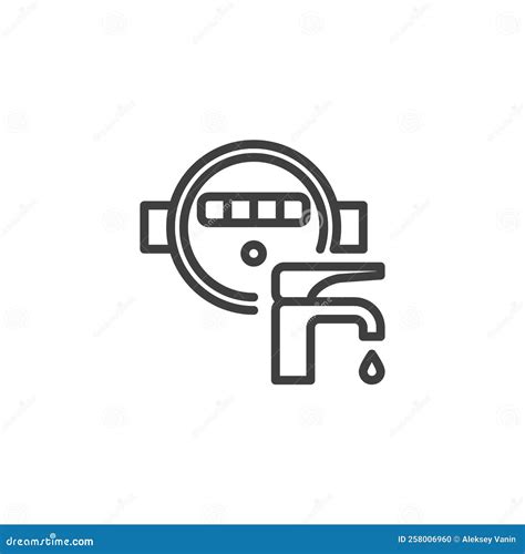 Water Flow Meter Line Icon Stock Vector Illustration Of Faucet 258006960