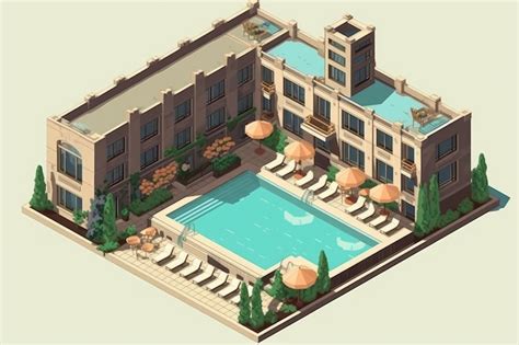 Premium Photo Composition Of An Expensive Hotel In Isometric