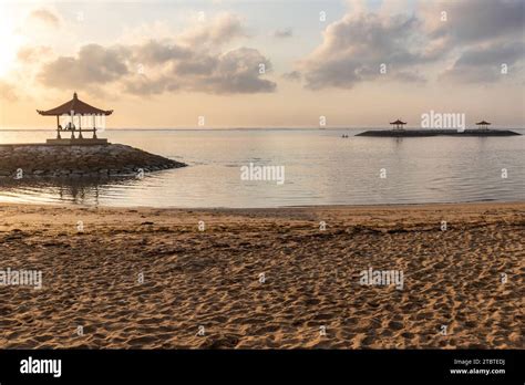 Sunrise Over The Sea View From The Sandy Beach To The Horizon In The