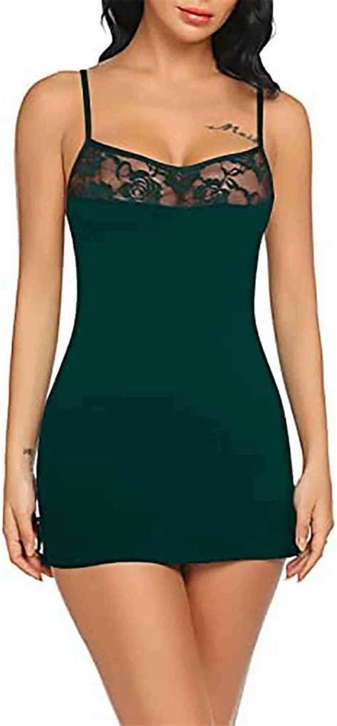 Buy ZXS STYLE Women Dark Green Floral Satin Satin Babydoll Lingerie With Lacy Cups And Stylised