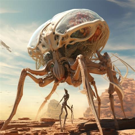 Premium AI Image | Alien insectoid creatures on an alien world