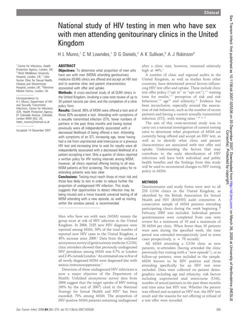PDF National Study Of HIV Testing In Men Who Have Sex With Men