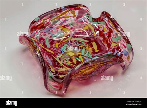 Side View Of A Pink Blown Glass Candy Dish Stock Photo Alamy