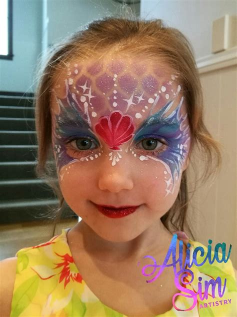 Mermaid Face Painting kids birthday party AliciaSimArtistry.com | Mermaid face paint, Mermaid ...