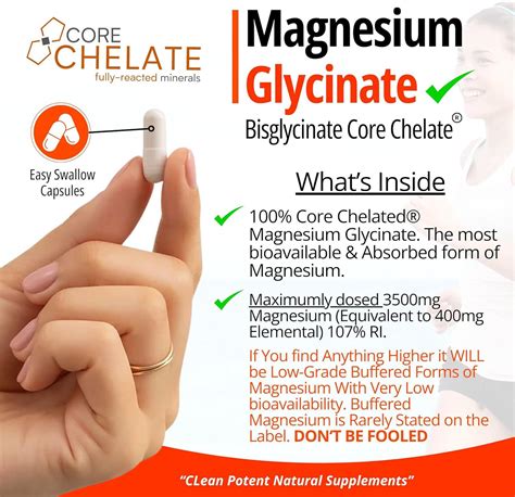 Highly Bioavailable Magnesium Glycinate Supplement - 400mg Elemental ...