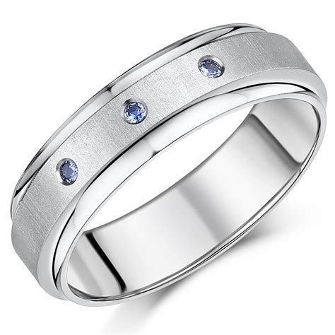 7mm Titanium Sapphire Wedding Ring Blue Sapphire Engagement Ring