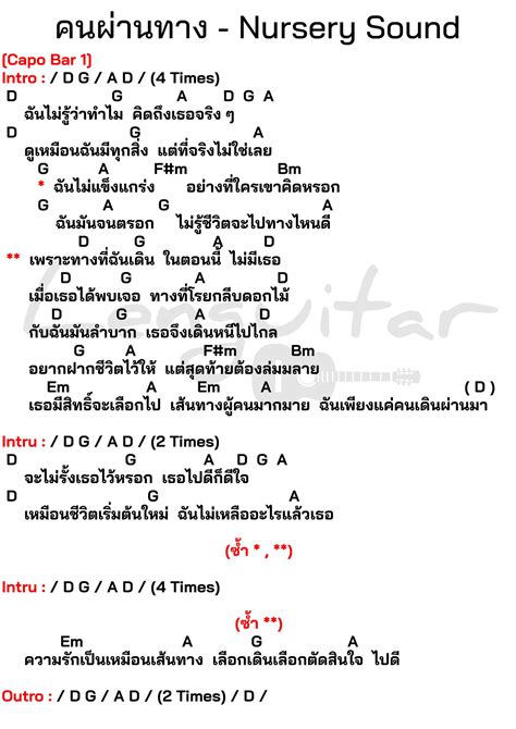 คอรดเพลง คนผานทาง Nurery Sound คอรดเพลงงายๆ Lenguitar