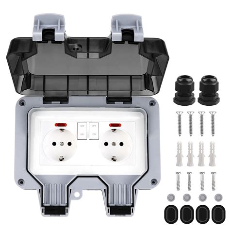Au Ensteckdose Ip Wetterfest Doppelsteckdose Aussen Mit Schalter