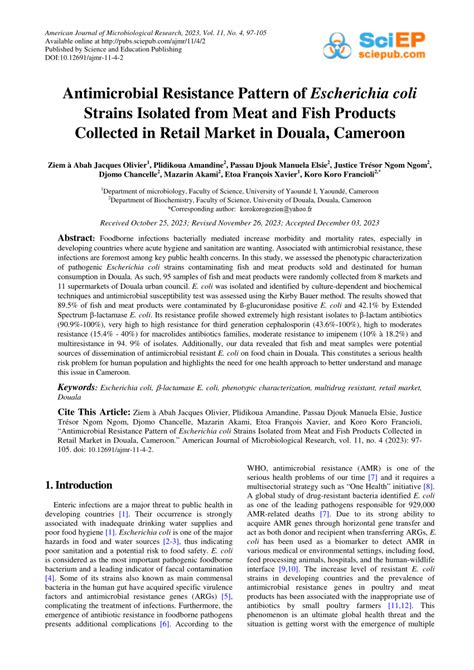 Pdf Antimicrobial Resistance Pattern Of Escherichia Coli Strains