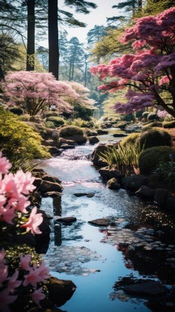 Premium Photo A Stunning Photo Of A Garden Pond Surrounded By Lush