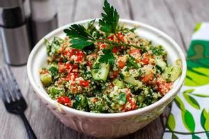 Close Up Food Photo Of Vegan Salad Bowl With Avocado Wakame Kiwi